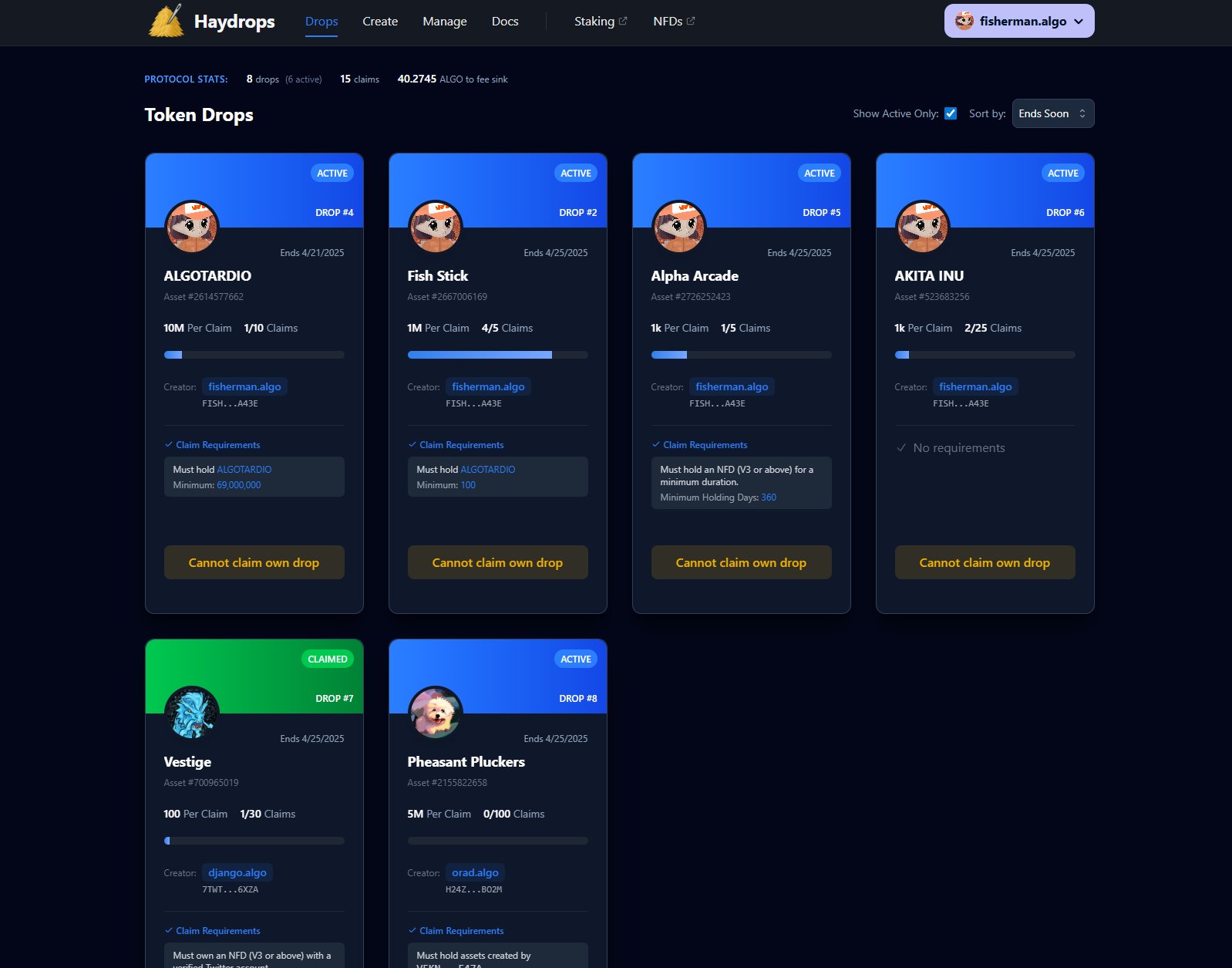 Haydrops dashboard